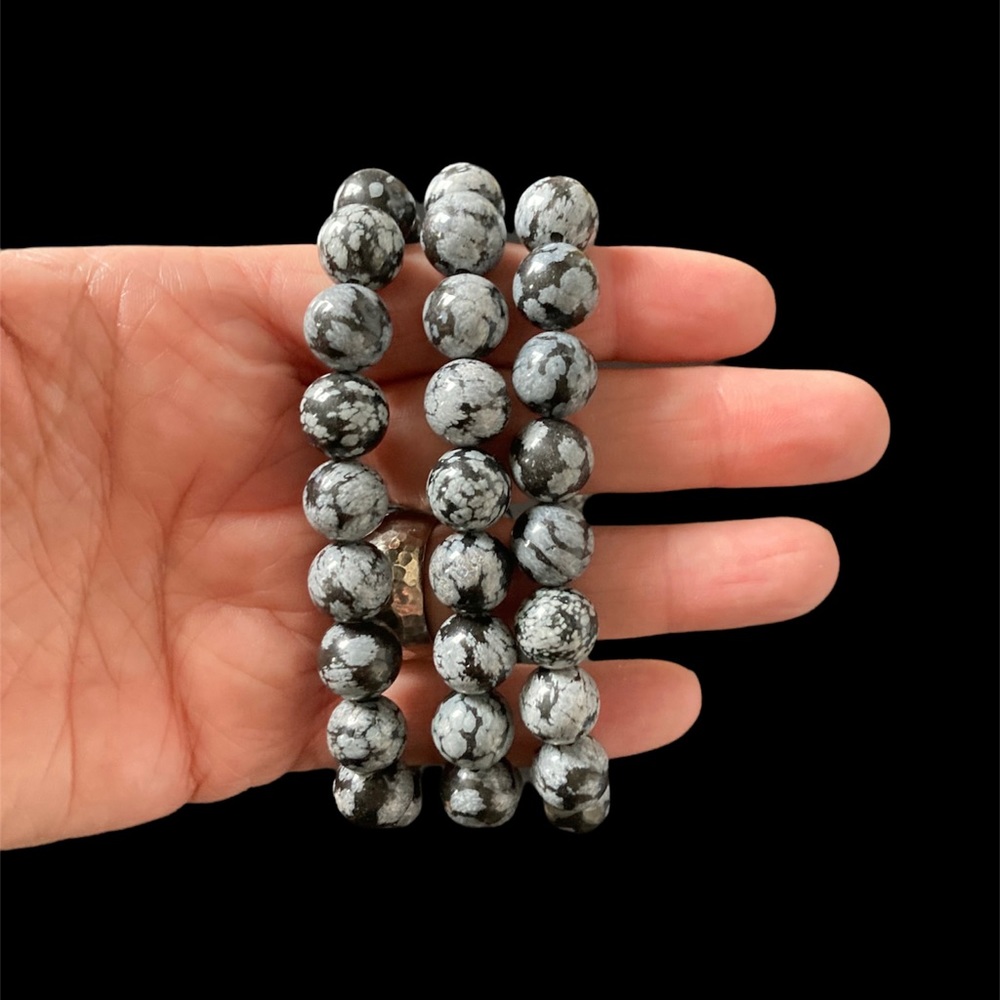 Snowflake obsidian stretch bracelet